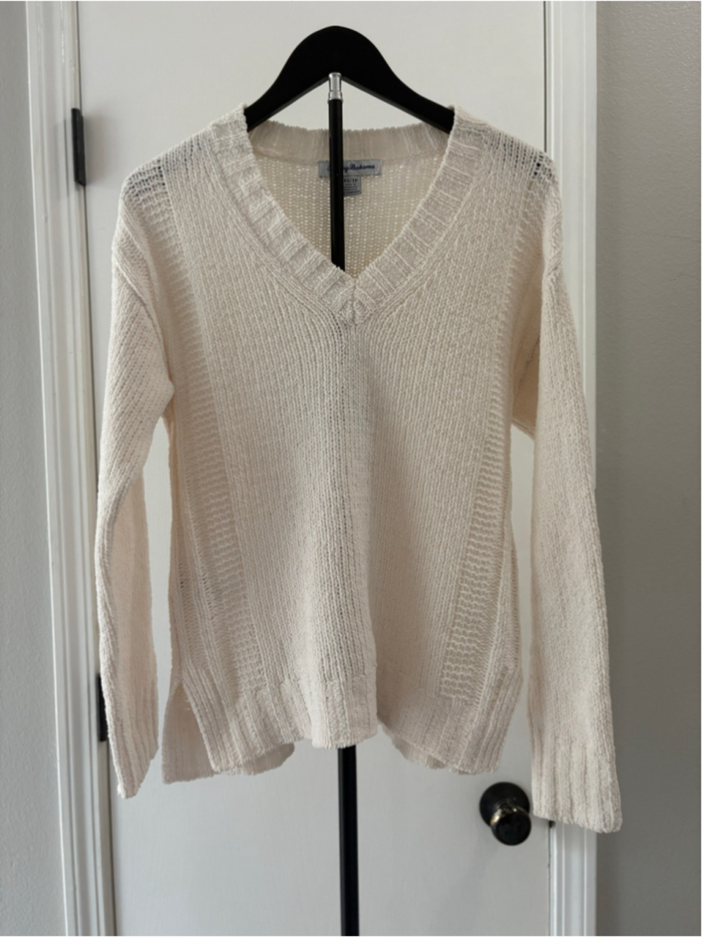 Tommy Bahama Malibu Chenille V-Neck Sweater Ivory Cream XS